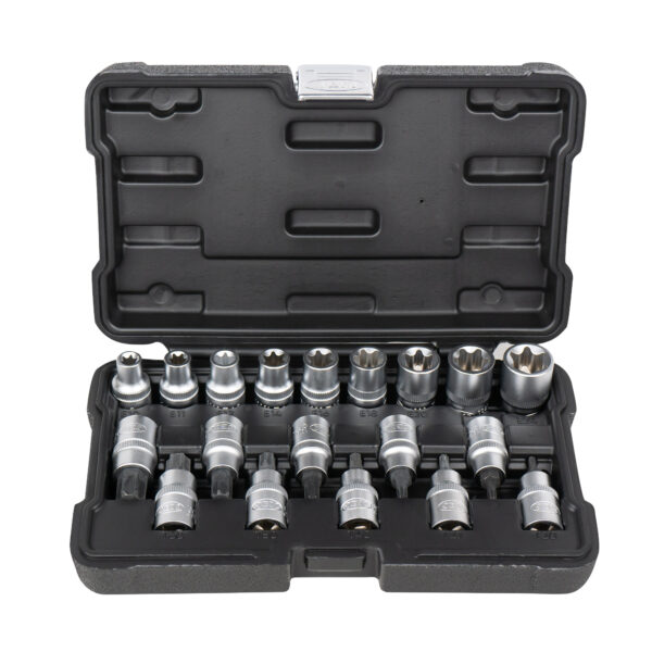 54266PCAJA DE VASOS Y PLAQUITAS TORX 1/2 54266 VALIGETTA DI BUSSOLE E INSERTI TORX 1/2" 19 PEZZI